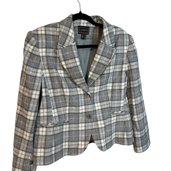 A Louben II grey , white & pink blazer in size 12 - Picture 2 of 7